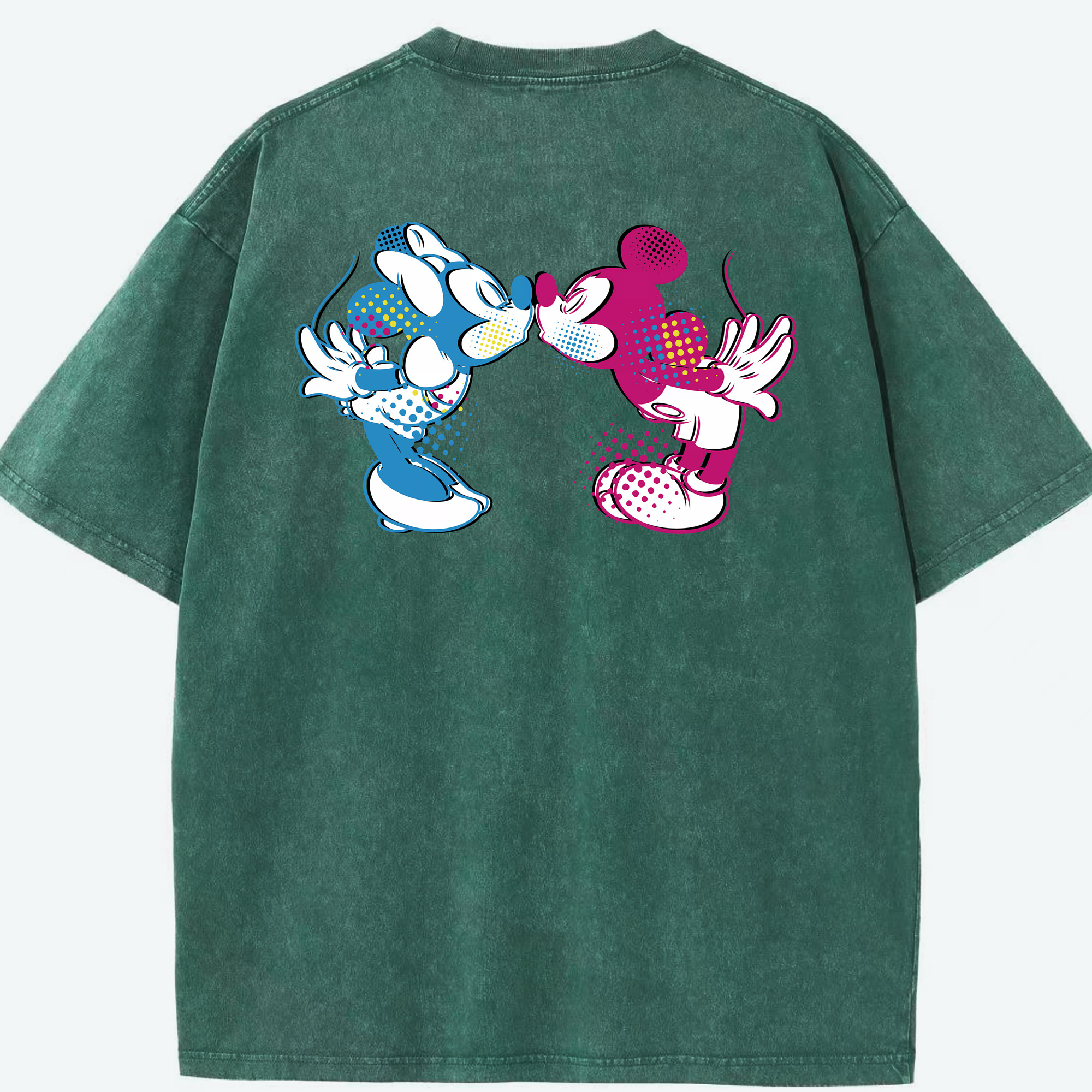 （画像用） ミッキーマウス Mickey Mouse 綿100% ヴィンテージ風 半袖Tシャツ（背面プリント）